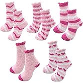 AWOCAN 5PCS Womens Fuzzy Socks Microfiber Soft Cozy Warm Sock Fluffy Winter Cabin Sleep Socks Slipper Sock