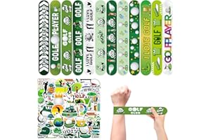 CZWXOXO 74Pcs Golf Theme Party Favors Contain 24 Pcs Slap Bracelets 50Pcs Stickers, Golf Sports Theme Birthday Party Decorations,Classroom Rewards Supplies.