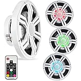 BELVA BMSS10RW 800W Peak (400W RMS) 10" Shallow Marine Subwoofer with Multi-Color LED Lighting for Boats/ATV/UTV/SxS/Powersport