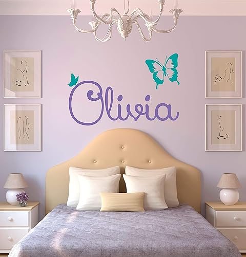 name wall decals with butterflies