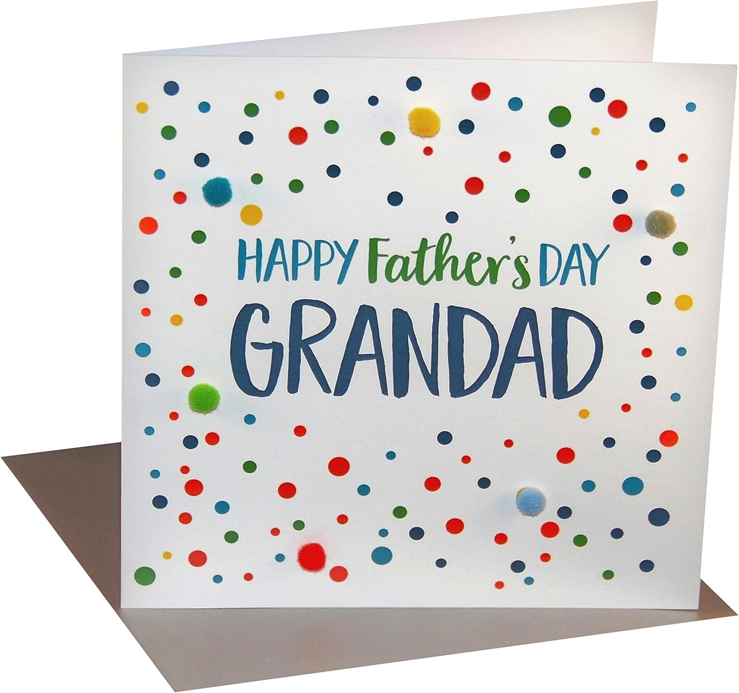 Pom Pom Grandad Father's Day Card, White, 150mm x 150mm