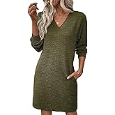 EVALESS Spring Dresses for Women 2026 Fashion V Neck Long Sleeve Summer Mini Dress Casual Beach Vacation Clothes Dresses