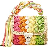Chunky Yarn Knit Crochet Tote Purse Crossbody Bags for Women - Handwoven Evening Clutch Flap Shoulder Bag
