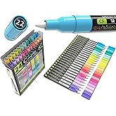 24 Confetti Colors Acrylic Paint Pens Markers Set 0.7mm Extra Fine Tip, Rock Painting, Glass, Mugs, Wood, Metal, Canvas, Ceramics, DIY Projects, Illustration. Non Toxic, Waterbased, Quick Drying