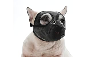 CILKUS Short Snout Dog Muzzles - Bulldog Muzzle Adjustable Breathable Mesh Dog Muzzle Can Stick Out Tongue and Drink Water Anti-Biting and Training Dog (M (16.5" -17.3"), Black)