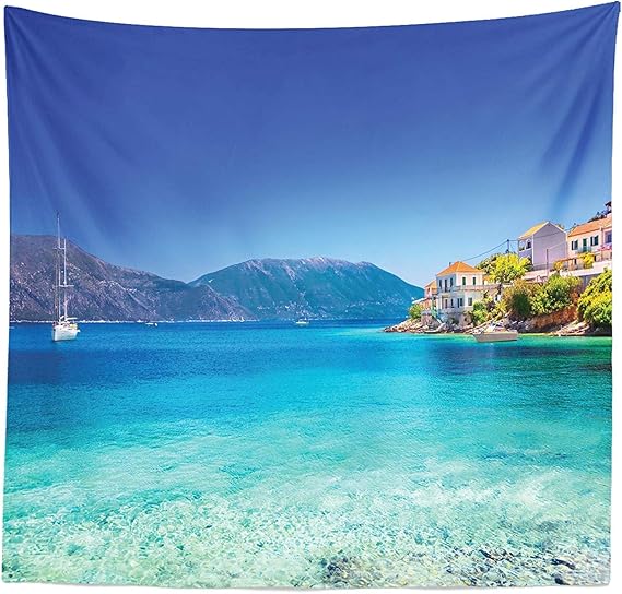 Lohebhuic tapiz europeo mediterráneo isla griega puerto día festivo