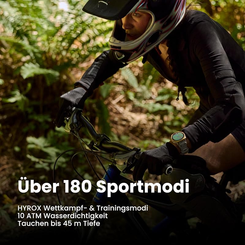 T-Rex 3 Pro Outdoor Smartwatch 44 mm Saphir-AMOLED, Taschenlampe, Titanlünette, Dual-Band GPS, Offline-Karten, bis zu 17 Tage Akku, 10 ATM, 180+ Sportmodi, Android & iPhone, Arktisches Gold