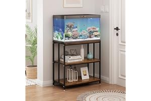 WOULHOMY 20 Gallon Metal Aquarium Stand with Shelves for Fish Tank Accessories Storage, Reptile Tank Turtle Terrariums Stand for Home Office (Black)