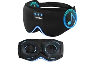 ZHENYEMEI 3D Sleep Mask with Bluetooth Headphones, Sleeping Headphones for Side Sleepers, Wireless Music Eye Mask with Ultra-Thin Stereo Speakers for Men, Women, Tech Gifts, Black