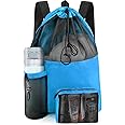 HOHOM Swim Mesh Beach Bag, Waterproof Gym Bags for Women and Men, Large Pool Bag Swimming Gear Drawstring Backpack