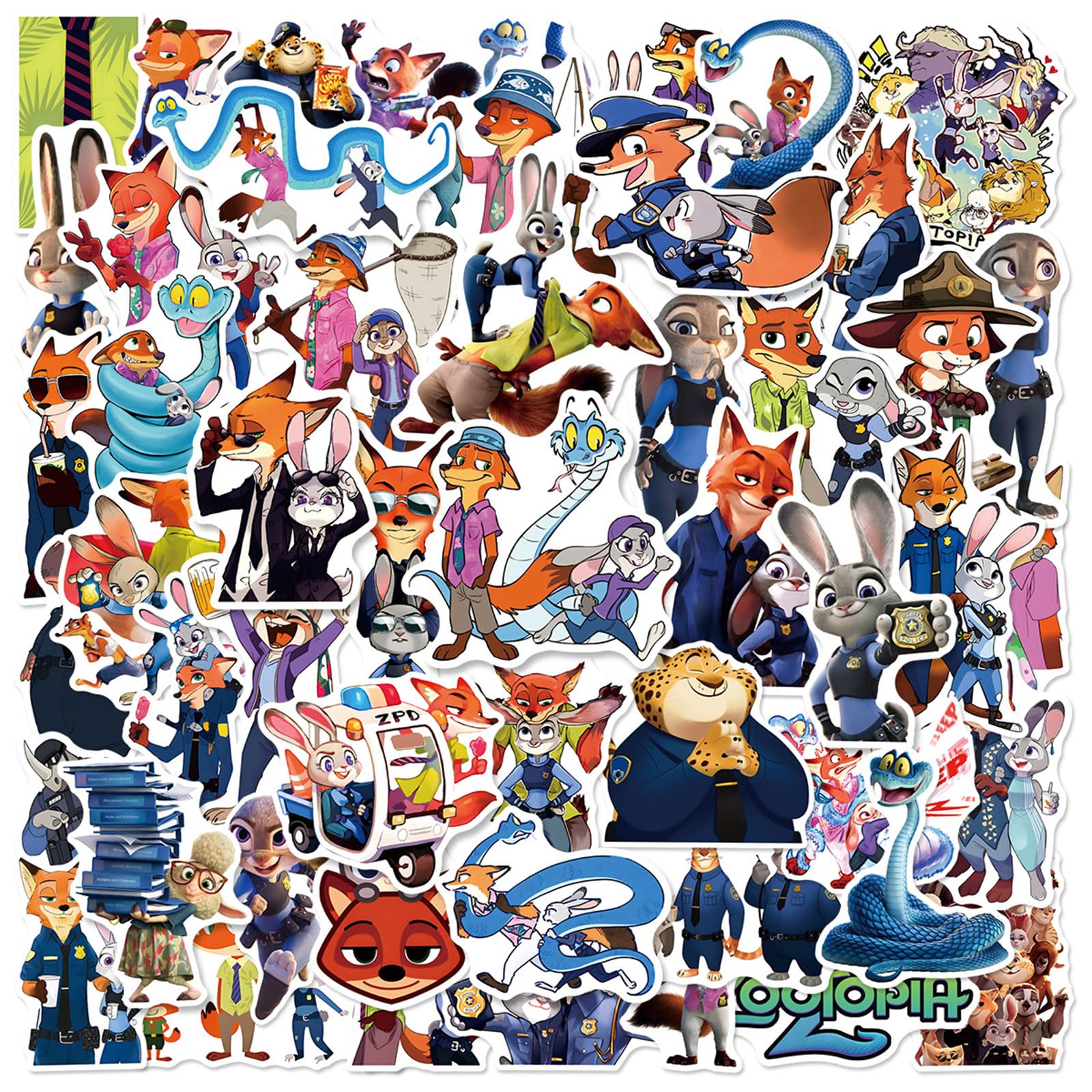 Cool Zootopia 2 Stickers for Teens Adults, Cartoon Stickers for Water Bottles,Laptop,Birthday Party Supplies Party Decorations Party Favors