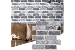 Commomy 10 Pcs 3D Faux Brick Wall Panels -11.8"X11.8" Small Size Thin PVC Peel and Stick Brick Farmhouse DIY Self-Adhesive Wall Tile Faux Brick Paneling for Living Room,Bedroom,RV, Kitchen,Fireplace