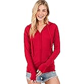 Urban Look Women's Casual Light Weight Thermal Zip Up Hoodies