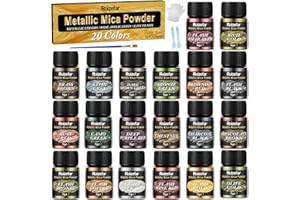 Roizefar Mica Powder - 20 Colors x 5 g Metallic Pigment Powder, Glitter Powder for Epoxy Resin, Soap Paint, Nail Polish, Resi