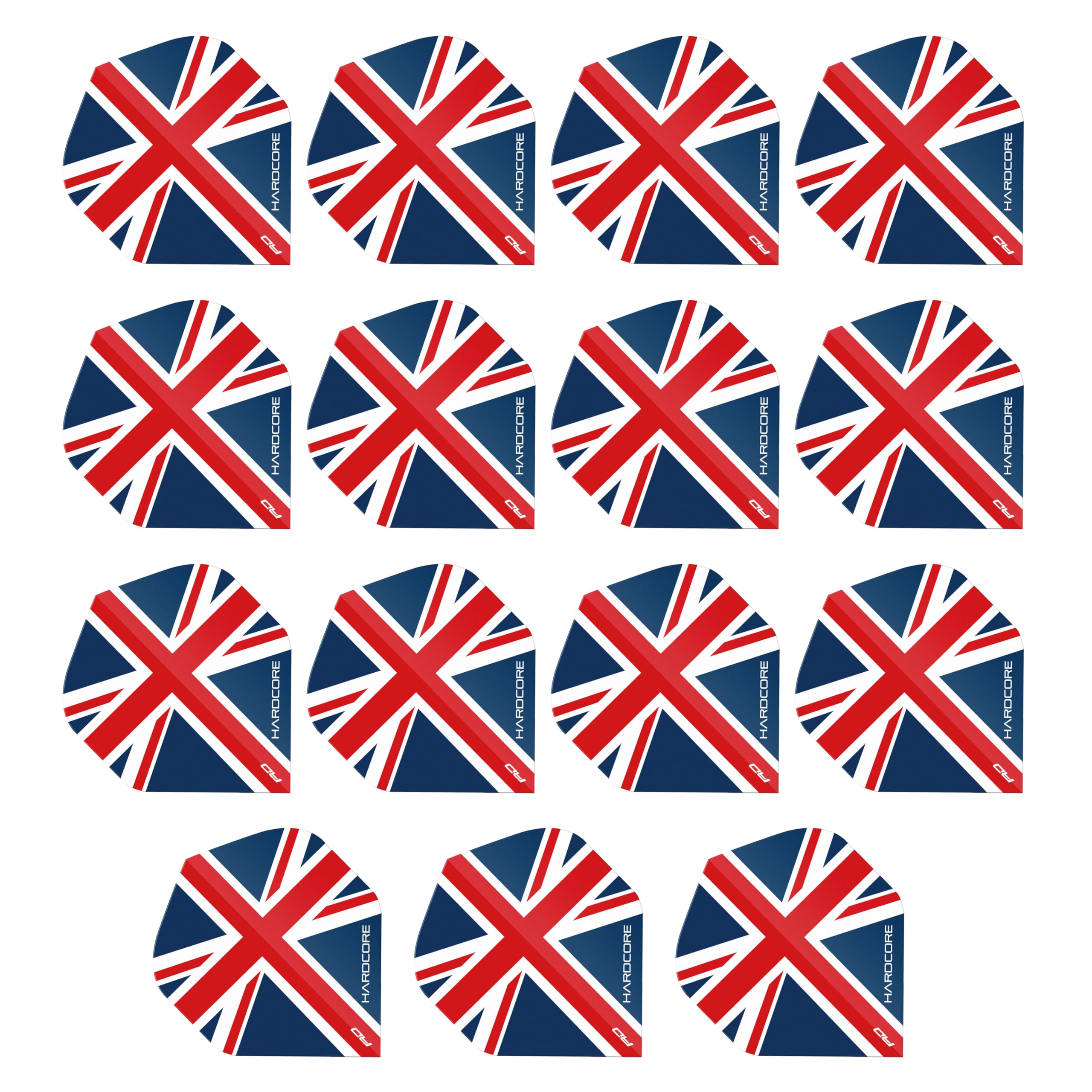 RED DRAGON Hardcore XT Union Jack Extra Thick Standard Dart Flights - 5 sets Per Pack (15 Dart Flights in total)