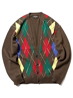 Wool Argyle V-neck Cardigan 11-15-1041-048