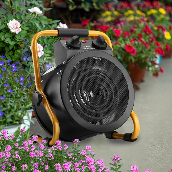 LHUKSGF GREENHOUSE HEATER WITH DIGITAL THERMOSTAT, GROW TENT HEATERS, OVERHEAT PROTECTION, FAST HEATING FOR GREEN HOUSE, FLOWER ROOM, YELLOW-BLACK