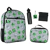 Bioworld Minecraft Creeper Ghoul 16" Backpack and Lunch Kit 5pc Set