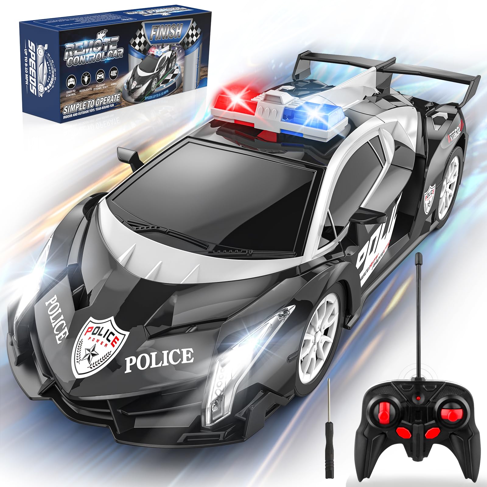 Growsland Remote Control Car Rc Cars for Boys 4-7 8-12, Kids Car Toys for Boys with Cool Flashing Light, Vehicle Hobby Race Cars Toys for Boy Girls Ages 4-6 5-7 6-8 8-12 Birthday Gift