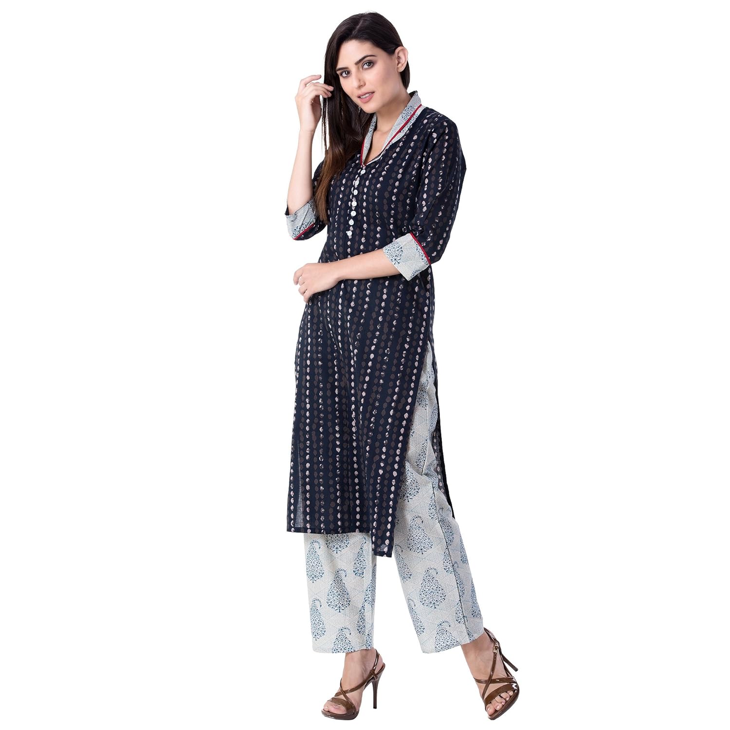 khushal women's cotton printed kurta with palazzo