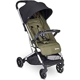 Joovy Kooper Lightweight Compact Baby Stroller, Olive | Removable swing-open tray, big wheels, reclining seat, footrest, extra-large retractable canopy