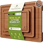 3 Packs Bamboo Cutting Board Set with Non Slip Feet and Over Sink Nice Solid Thick Wood Juice Groove Chopping Board Extra Large Big Small Best Hardwood Kitchen Counter Organic Vegetable