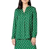 Amazon Essentials Women's Georgette Long Sleeve Relaxed-Fit Popover Blouse