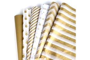 SAVITA 60 Sheets 30x45cm/11x17 inch Gold White Metallic Tissue Paper, Metallic Gift Wrapping Tissue Paper for Christmas Weddi