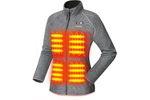 PTAHDUS Women's Heated Fleece Jacket 5 Heat Zones Battery Pack Included, with Hand Warmer Pocket for Outdoor