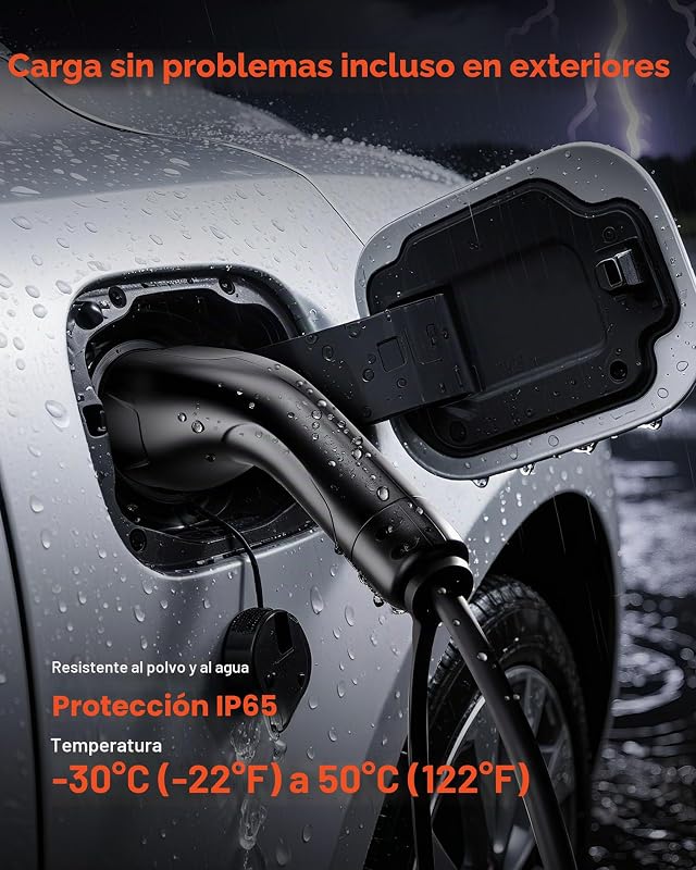 Cable de Carga para Vehículos Eléctricos, 32 A, 10 m, máx. 22 kW, Alargador, Compatible con Cargadores de Vehículos Eléctricos Tipo 2, Trifásico CA 480 V 50 Hz, IP65, con Bolsa de Transporte — foto 6 de 8