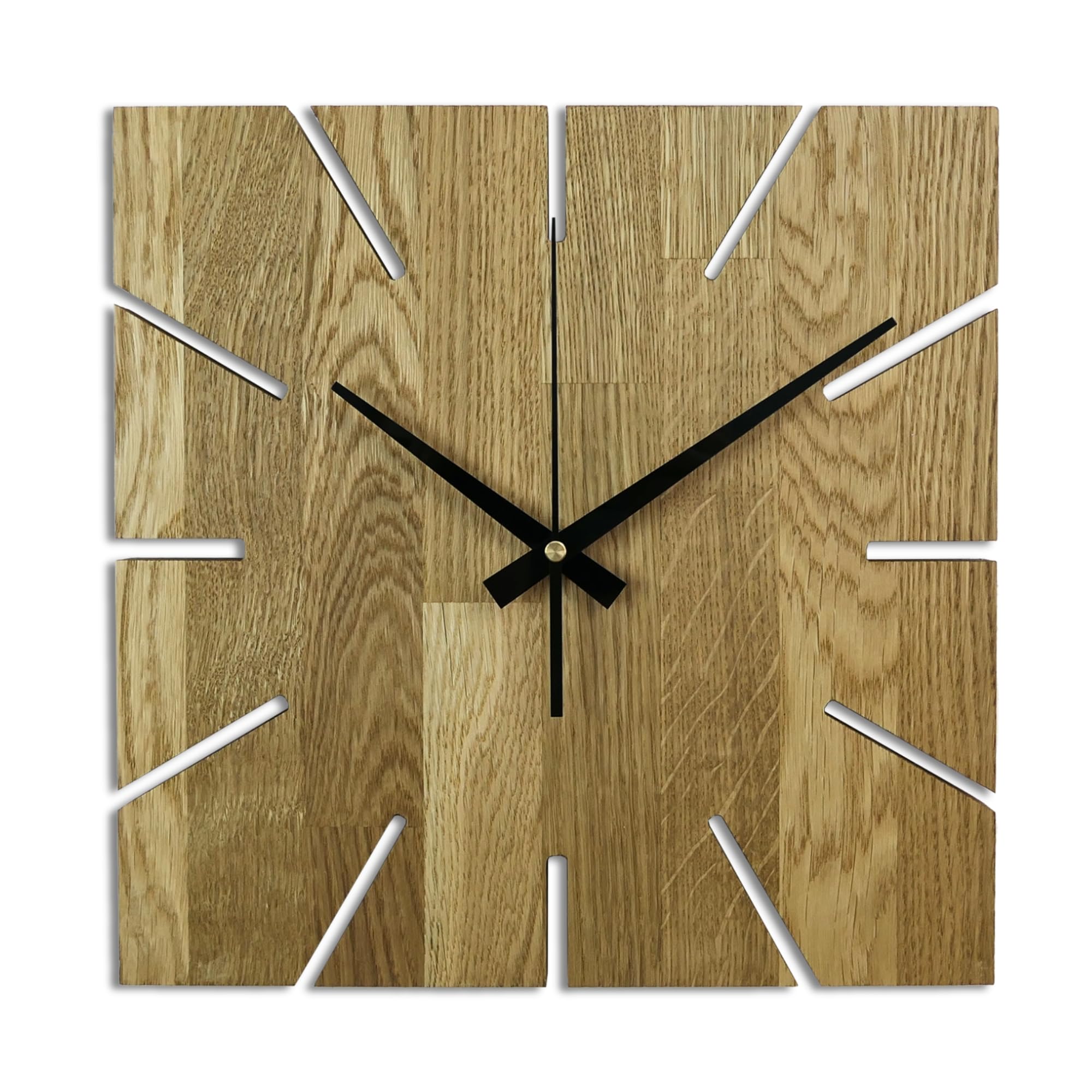 SENTOP Oak Wood Modern Square Wall Clock, 30 x 30 cm, Honey Colour