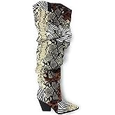 YOKI Cowgirl Boots Women, Over the Knee Western Cowboy Boots for Women with Chunky Block Heels