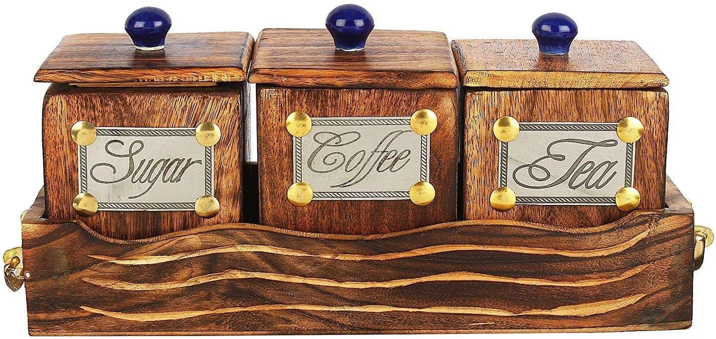 Almacenamiento de bolsitas de té De Madera con Tapa de Cristal y