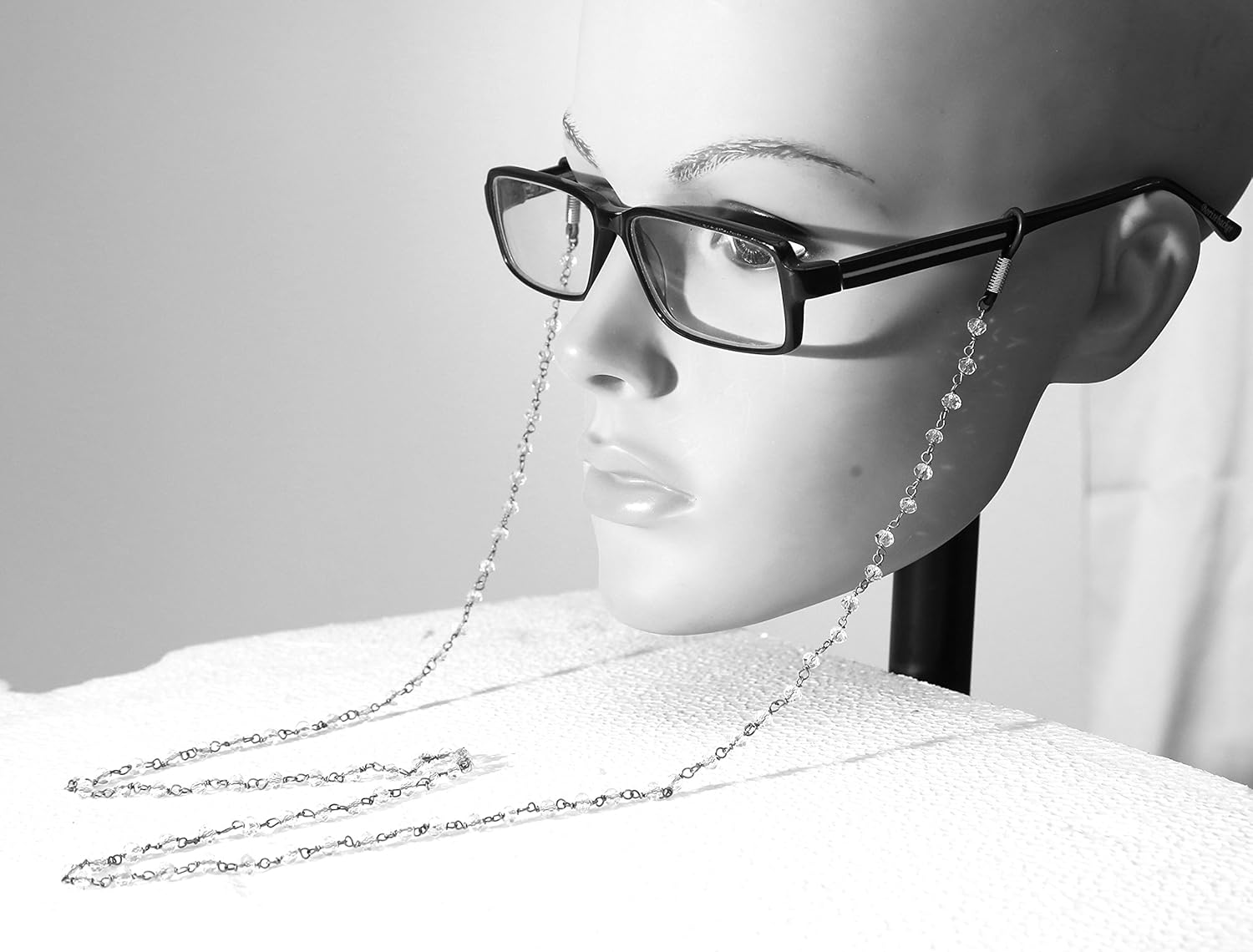 studio shringaar beaded spectacle cord neck strap string chain(white, 74cm)