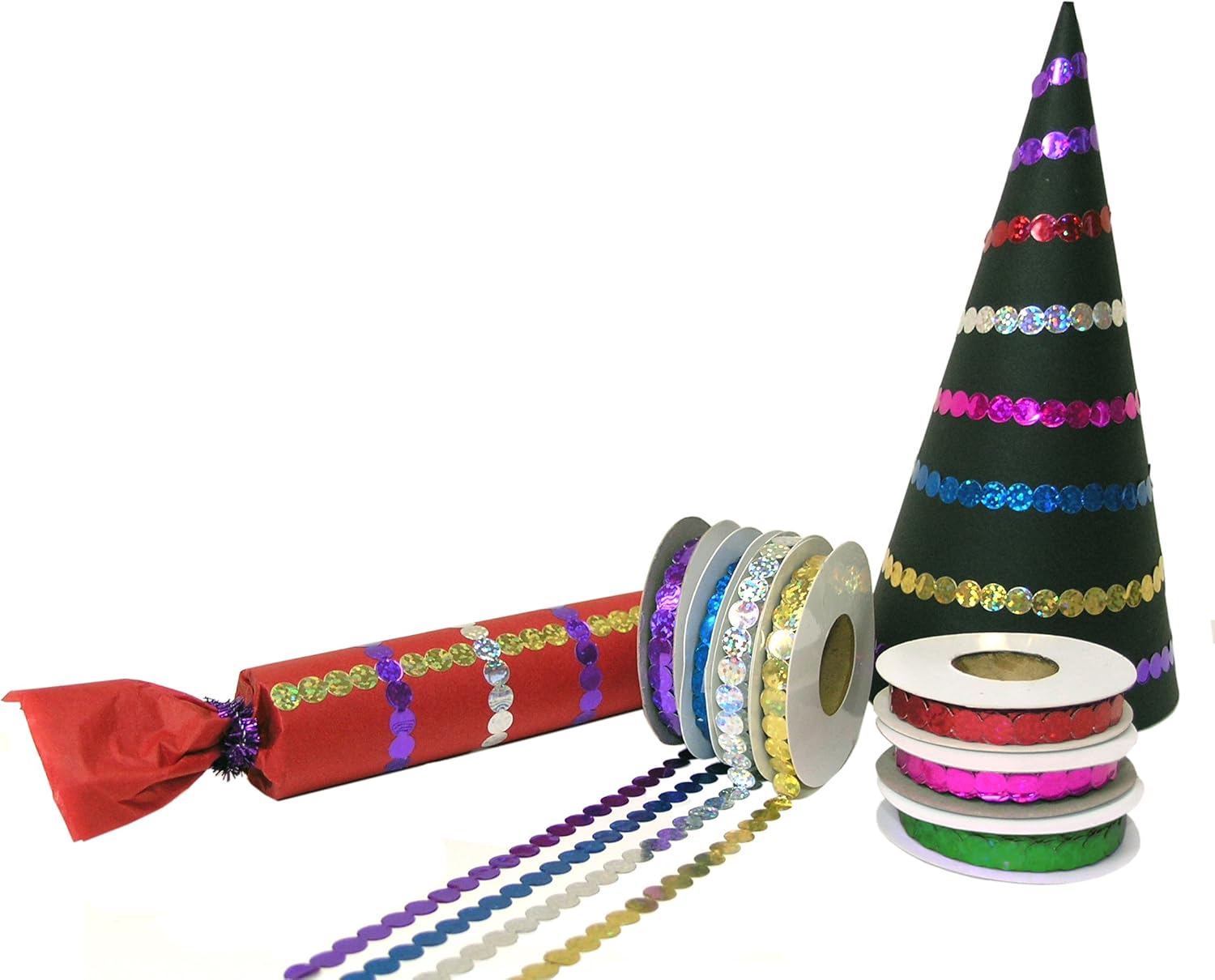 Assorted rolls of Self Adhesive Glitter Dots in sparkling Colours of