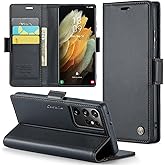 Samsung Galaxy S21 Ultra 5G Wallet Case with [RFID Blocking] Card Holder Magnetic Kickstand,Soft Leather Flip Protective Case Wallet for Samsung Galaxy S21 Ultra 5G 6.8 Inch -Black