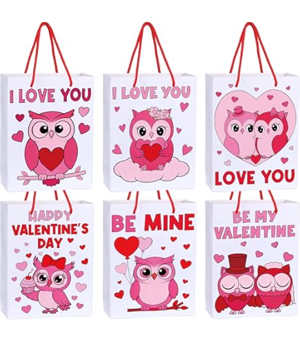 JOYIN 24 Pcs Valentine's Day Paper Gift Bags With Handle, 9'' Paper Treat Bag, Wrapping Kraft Bags For Funny Gift, Giving Novelty Gift, Exchange Gift Wrapping,Valentines Gift Bags Party Favors