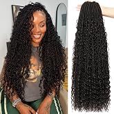 Soft Boho Locs Crochet Hair-30Inch 8Packs Goddess Faux Locs for Black Women(1B, 30 Inch(Pack of 8))