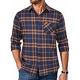 COOFANDY Men's Flannel Shirts Long Sleeve Button Down Plaid Shirt Lightweight Shirt