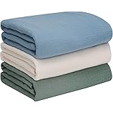 Baby Muslin Swaddle Blankets for Boys and Girls, 3-Pack Soft and Breathable Cotton Swaddles, Large 37 x 49 inches Receiving Blankets, Essentials for Newborns, Unisex 004
