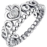 Presentski Fashion 925 Sterling Silver Crown Princess Diamond Ring Romantic Lovers Ring