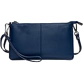 Bveyzi Genuine Leather Wristlet Purses for Women, Envelope Clutch Wallet Small Crossbody Bags for Dressy Evening