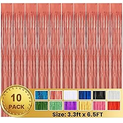 PABUES 10 Pack 3.3 x 6.6 FT Pink Foil Fringe