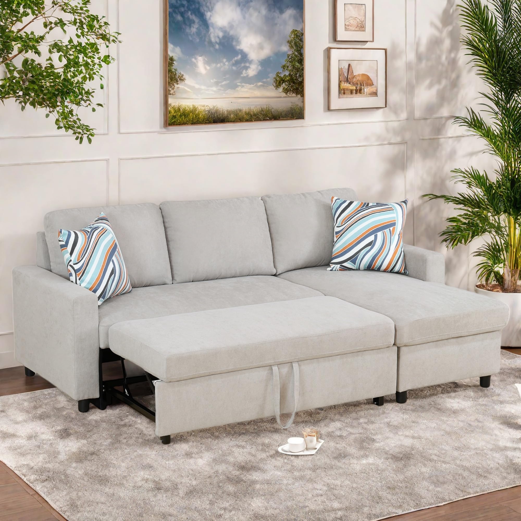 FONTOI Sofa Bed Pull Out Couch, Convertible Sectional Sleeper Sofa with ...