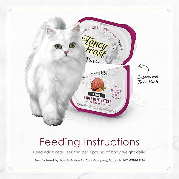 PURINA FANCY FEAST PETITES TENDER BEEF ENTREE WITH CARROTS IN GRAVY GOURMET WET CAT FOOD – (PACK OF 12) 2.8 OZ. TUBS