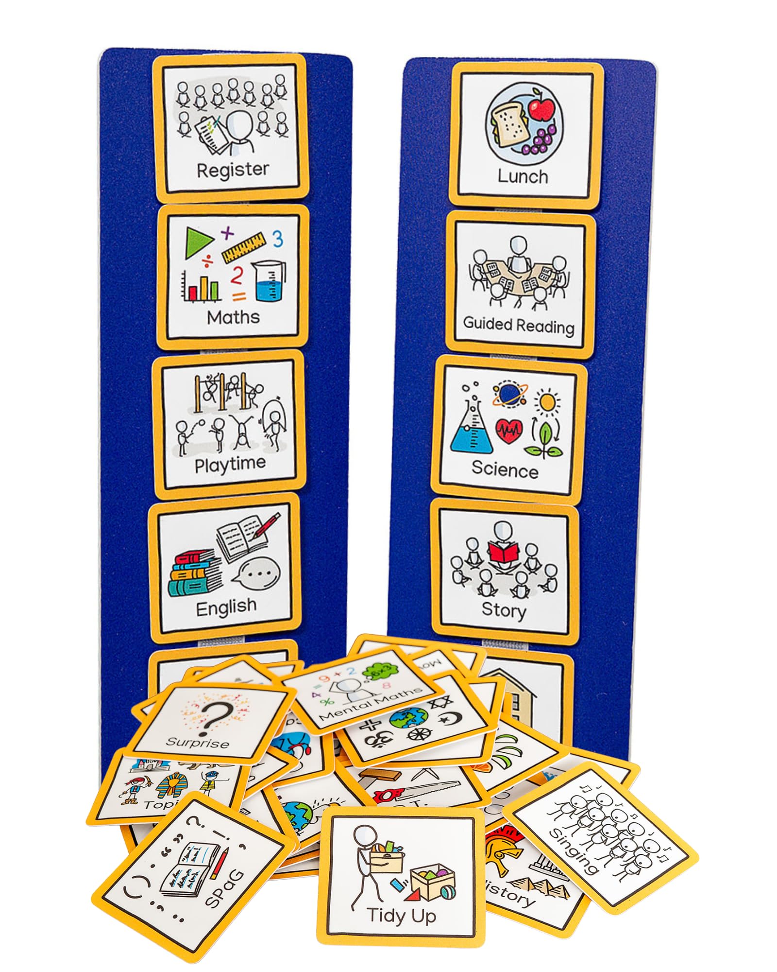 Visual Timetable for school - routine chart for use in the classroom at school with 40 pecs cards visual symbol cards to support communication, transition, speech and language, autism, adhd, 1:1