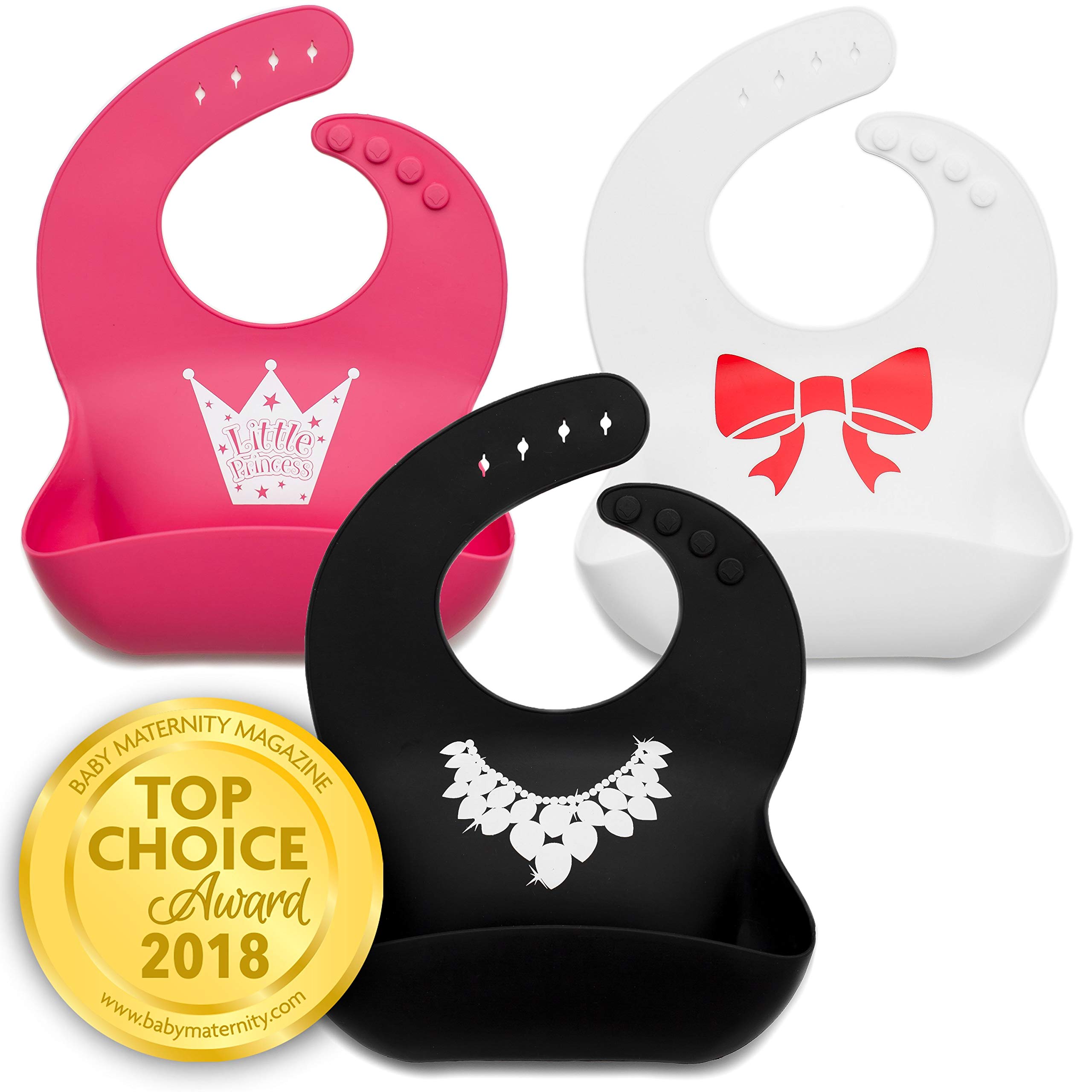 Kids Baby Bibs Girls pack Silicon Waterproof Dishwasher Safe Cute