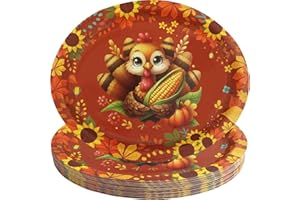 Treasure Cove Thanksgiving Oval Paper Plates Turkey Disposable Party Plates Fall Platter Large for Thanksgiving Autumn Party Tableware Supplies 24Pcs 12" x 10"