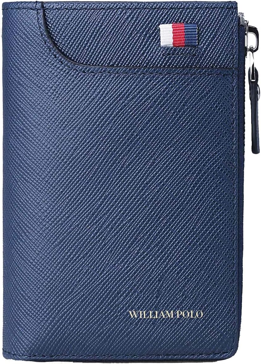 Mens Genuine Leather Key Wallet Small Pouch Keychain Organizer Credit Card Holder Cash Purse WILLIAMPOLO (Blue)