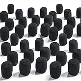 Weewooday 50 Pcs Mini Mic Covers Foam Microphone Windscreen Headset, Black | Mini Covers for Lavalier Microphones, Reduces Wind Noise Outdoor, Protects from Moisture, Soft Foam for Clear Audio